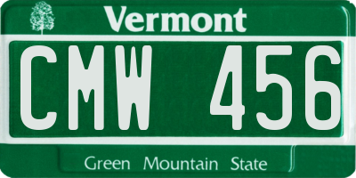 VT license plate CMW456