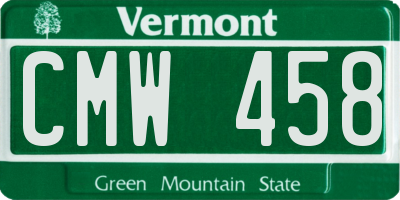 VT license plate CMW458
