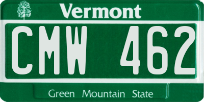 VT license plate CMW462