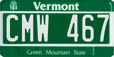VT license plate CMW467