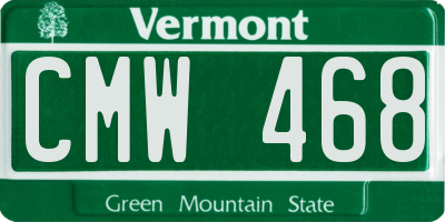 VT license plate CMW468
