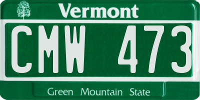 VT license plate CMW473
