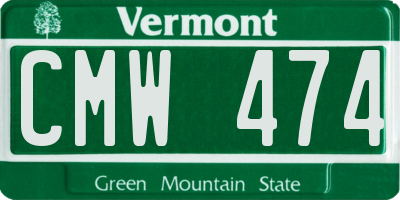 VT license plate CMW474