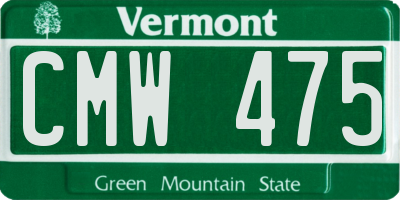VT license plate CMW475