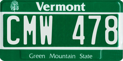 VT license plate CMW478