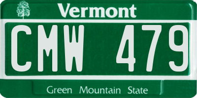 VT license plate CMW479