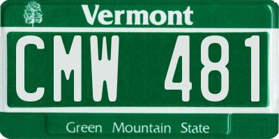 VT license plate CMW481