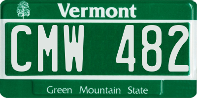 VT license plate CMW482
