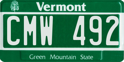 VT license plate CMW492