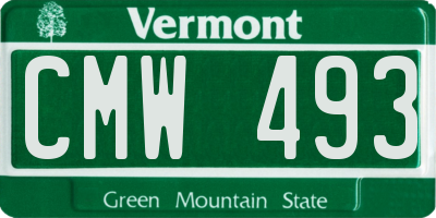 VT license plate CMW493