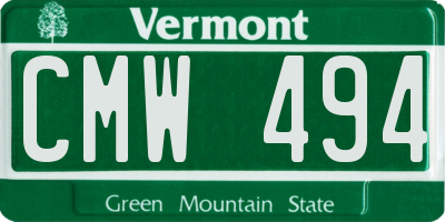 VT license plate CMW494
