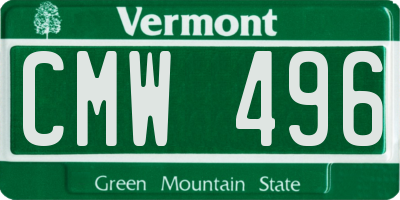 VT license plate CMW496