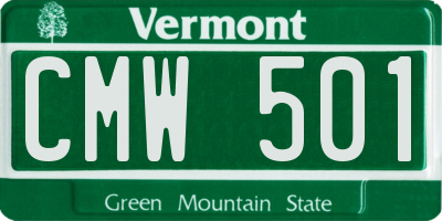 VT license plate CMW501