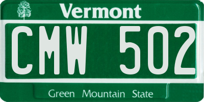 VT license plate CMW502