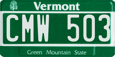 VT license plate CMW503