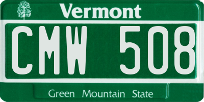 VT license plate CMW508