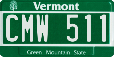 VT license plate CMW511
