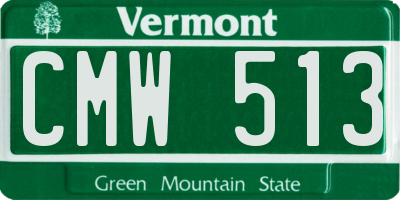VT license plate CMW513