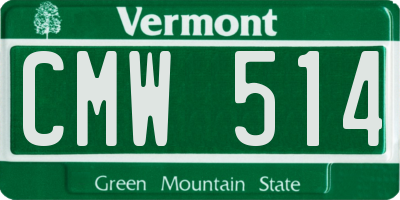 VT license plate CMW514