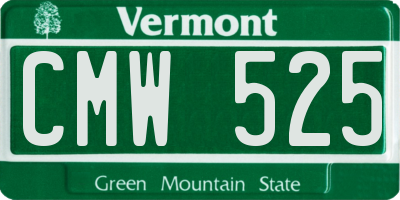 VT license plate CMW525