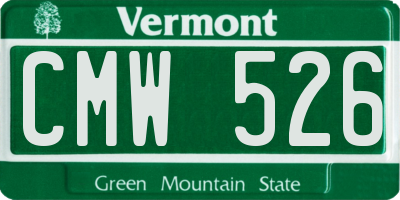 VT license plate CMW526