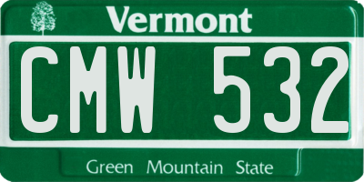 VT license plate CMW532