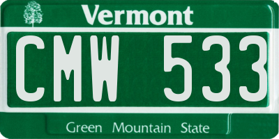 VT license plate CMW533