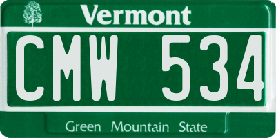 VT license plate CMW534