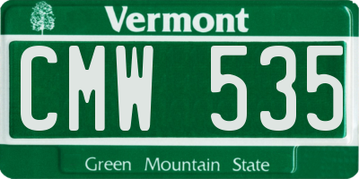 VT license plate CMW535