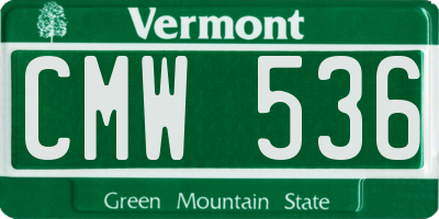 VT license plate CMW536