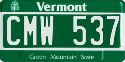 VT license plate CMW537