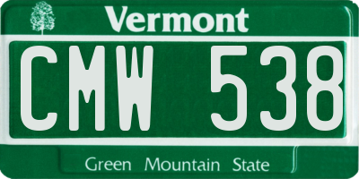 VT license plate CMW538