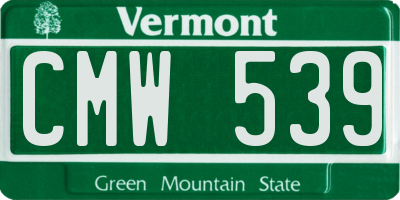 VT license plate CMW539