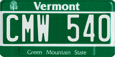 VT license plate CMW540