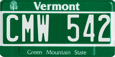 VT license plate CMW542