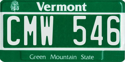 VT license plate CMW546