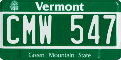VT license plate CMW547