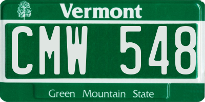 VT license plate CMW548
