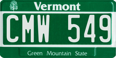 VT license plate CMW549