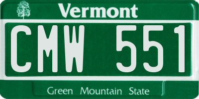 VT license plate CMW551