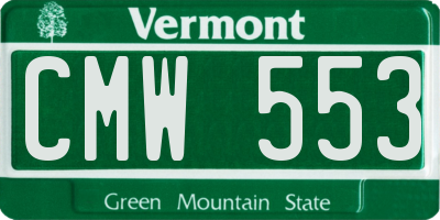 VT license plate CMW553
