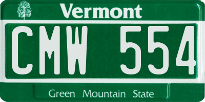 VT license plate CMW554