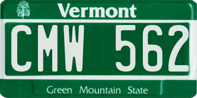VT license plate CMW562