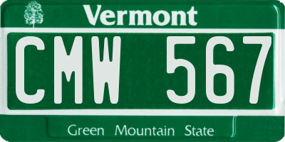 VT license plate CMW567