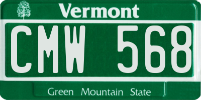 VT license plate CMW568