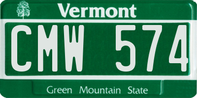VT license plate CMW574