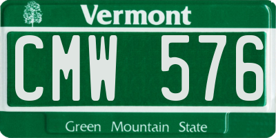 VT license plate CMW576