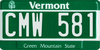 VT license plate CMW581