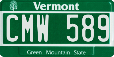VT license plate CMW589