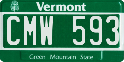 VT license plate CMW593